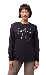 Fox W EST.1974 Long Sleeve Tee Black FRONT FACING MODEL 