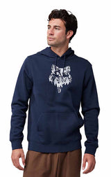 Fox The World Fleece Pullover Midnight FRONT FACING MODEL 