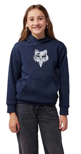Fox Youth The World Fleece Pullover Midnight FRONT FACING MODEL