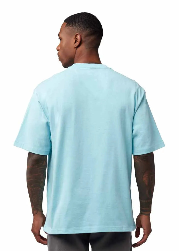Fox Wordmark OV SS T-Shirt Light Blue BACK FACING MODEL 