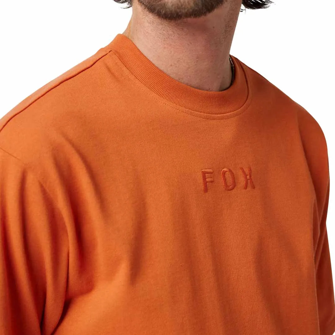 Fox Wordmark OV SS Tee Chocolate SIDE FRONT 