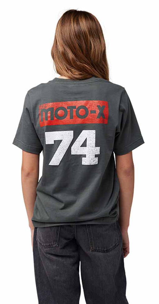 Fox Youth 74 Short Sleeve Tee Dark Shadow back facing model 