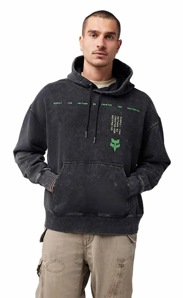 Fox Throttle Oversized FLC Pullover Black FRONT FACING MODEL