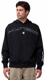 Fox Energy Face Oversized Fleece Pullover Black FRONT FACING MODEL 