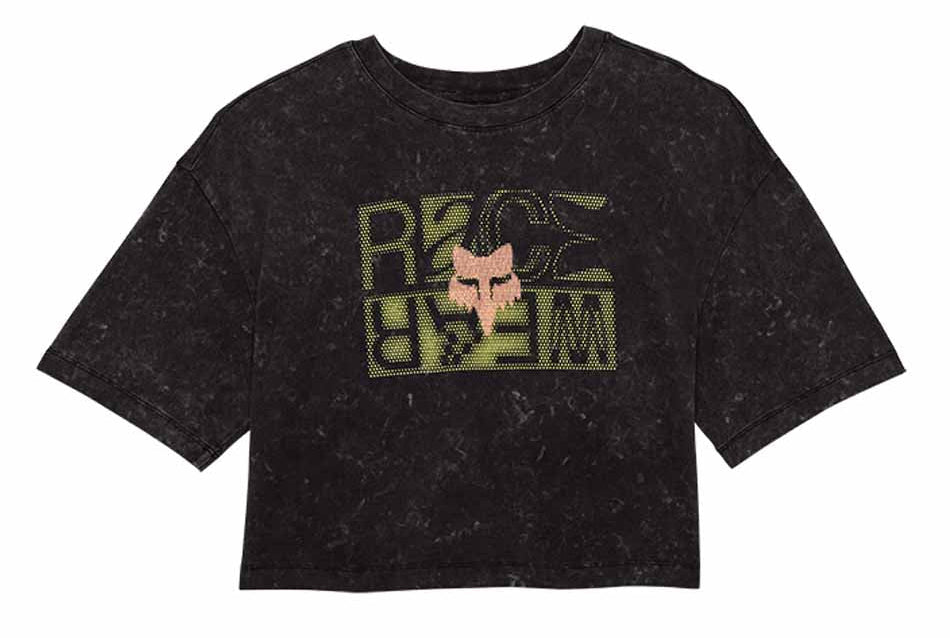 Fox Women's Throttle Oversized Crop Top Black FRONT