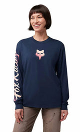 Fox W Scripted Long Sleeve Tee Midnight FRONT FACING MODEL 