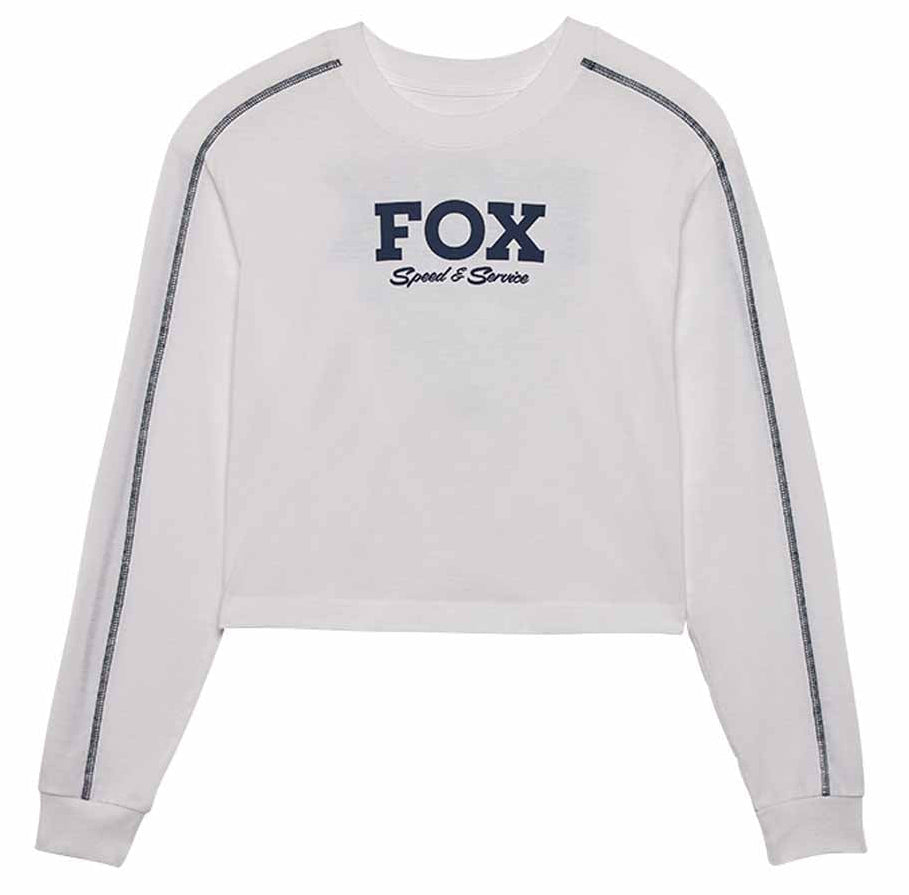 Fox Women's Speed & Service Long Sleeve Crop Top White FRONT