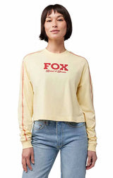 Fox Women's Speed & Service Long Sleeve Crop Top Pale Yellow FRONT FACING MODEL
