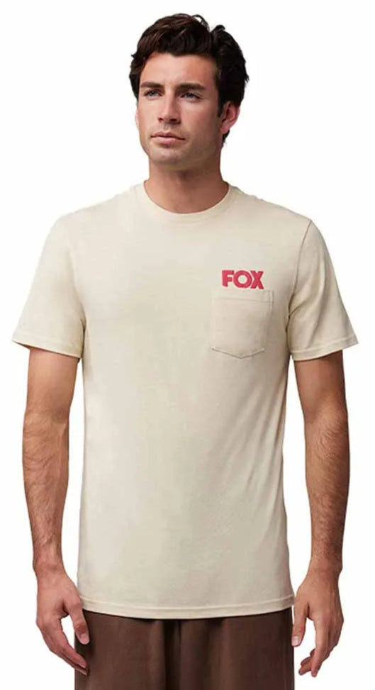 Fox Big F SS Premium Tee Cream FRONT  FACING MODEL 