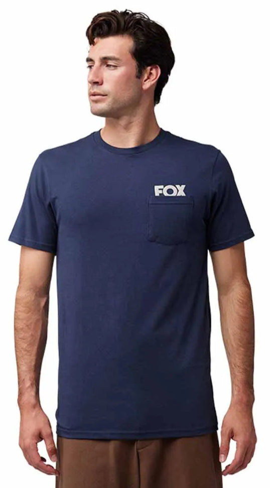 Fox Big F SS Premium Tee Midnight FRONT FACING MODEL 