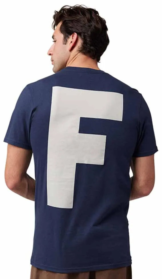 Fox Big F SS Premium Tee Midnight BACK FACING MODEL 