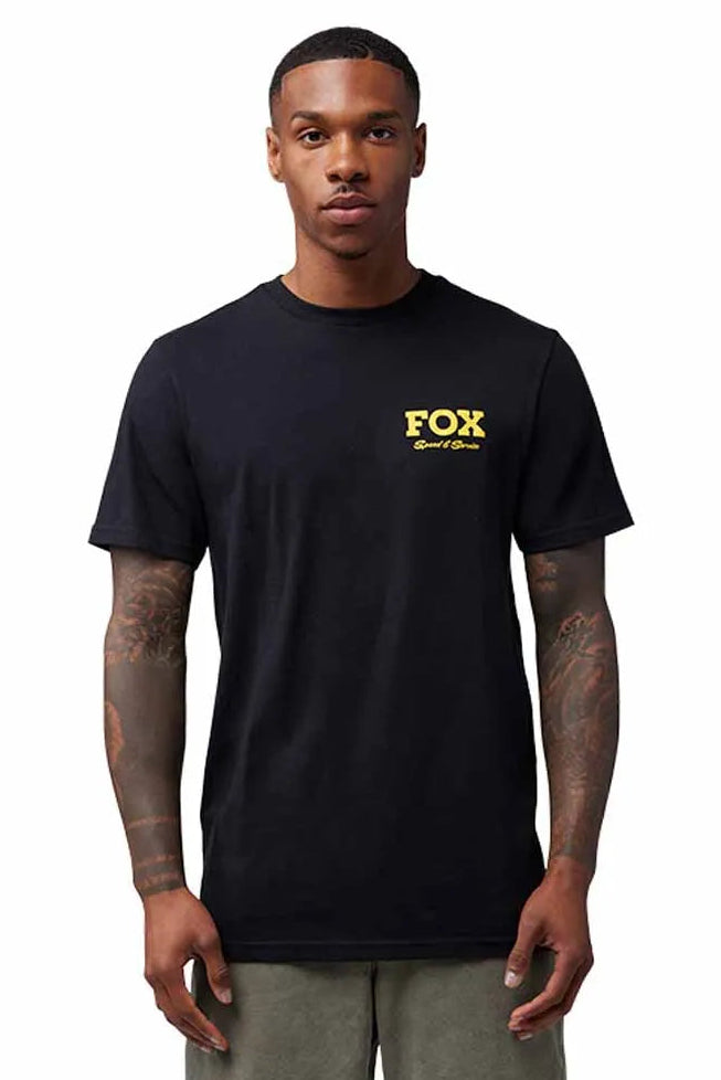 Fox Speed & Service SS Premium Tee Black FRONT FACING MODEL 