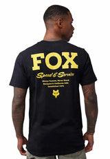 Fox Speed & Service SS Premium Tee Black BACK FACING MODEL 