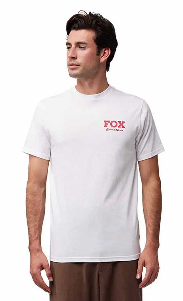 Fox Speed & Service SS Premium Tee Optic White FRONT FACING MODEL 