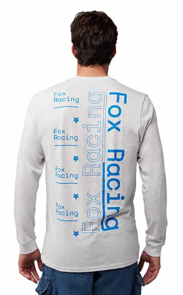 Fox Race Spec LS Premium Tee Light Grey BACK FACING MODEL 