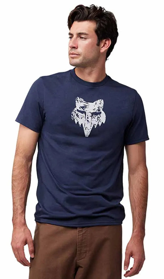 Fox The World Short Sleeve Tech T-Shirt Midnight FRONT FACING MODEL