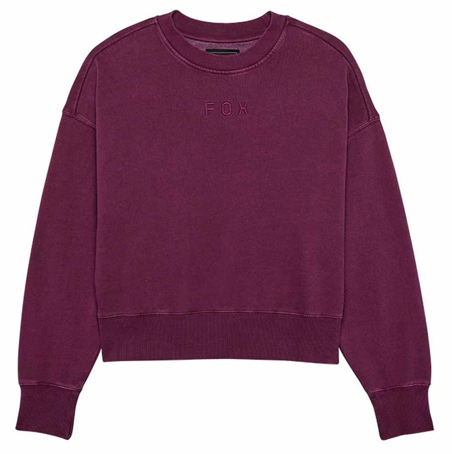 Fox Women's Wordmark OV Fleece Crew Sangria FRONT