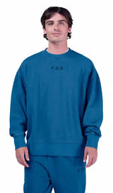 Fox Wordmark OV Fleece Crew Twilight Sweatshirt FRONT FACING MODEL 