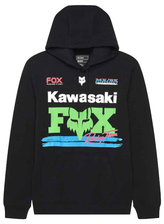 Fox Kawi Fleece Pullover Black FRONT FACING MODEL