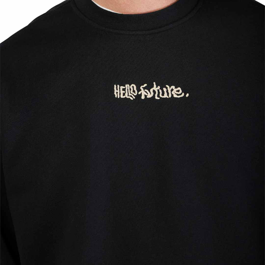 Fox Hello Future Oversized FLC Crew Black FRONT PRINT