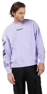 Fox Hello Future Oversized FLC Crew Lilac FRONT FACING MODEL 