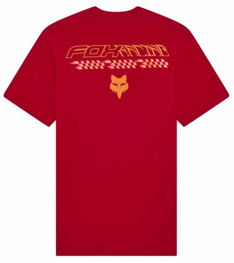 Fox Checkered SS Premium Tee Cardinal BACK 