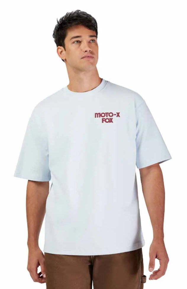 Fox Moto-X Oversized Short Sleeve Tee Pale Blue FRONT FACING MODEL