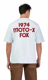 Fox Moto-X Oversized Short Sleeve Tee Pale Blue BACK FACING MODEL 