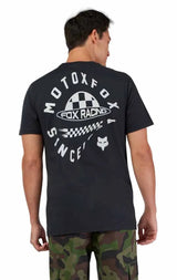 Fox Planet Moto SS Premium Tee Black BACK FACING MODEL 