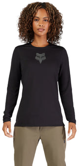 Fox Womens Ranger LS Jersey Black FRONT FACING MODEL