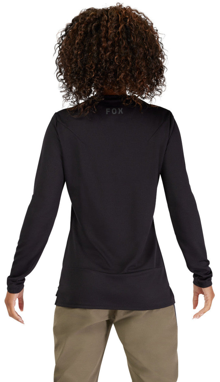 Fox Womens Ranger LS Jersey Black BACK FACING MODEL