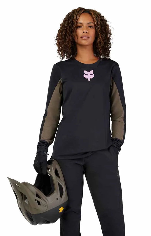 Fox Racing Defend Long Sleeve Jersey Park Black FRONT FACING MODEL