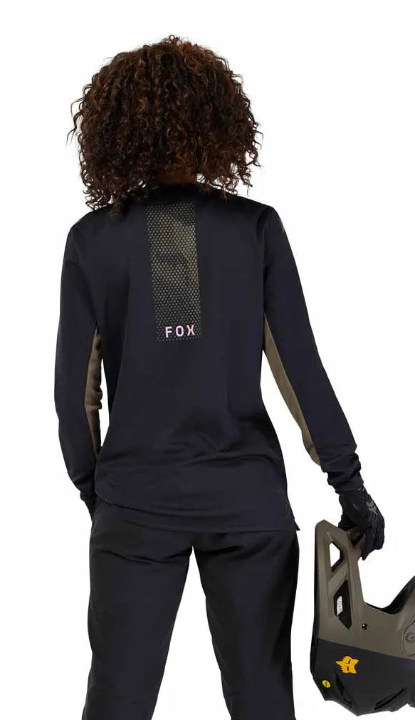 Fox Racing Defend Long Sleeve Jersey Park Black BACK FACING MODEL