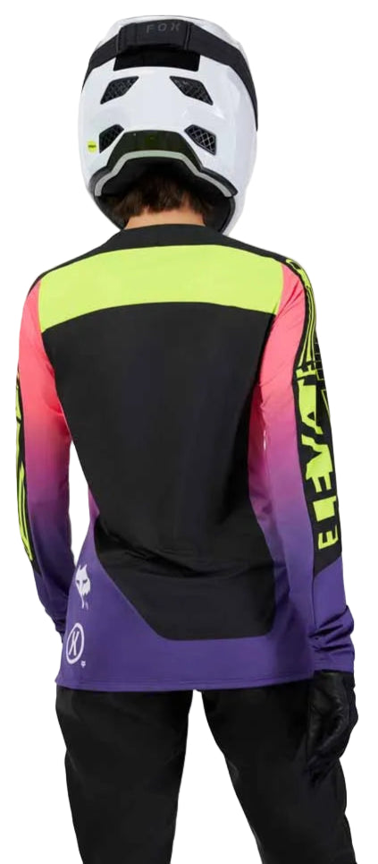Fox Womens Flexair Long Sleeve Jersey Elevated Black BACK FACING MODEL