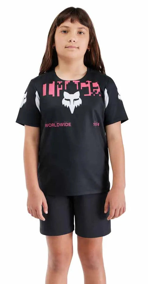 Fox Youth Ranger Short Sleeve Jersey Digi Imag Black FRONT FACING MODEL