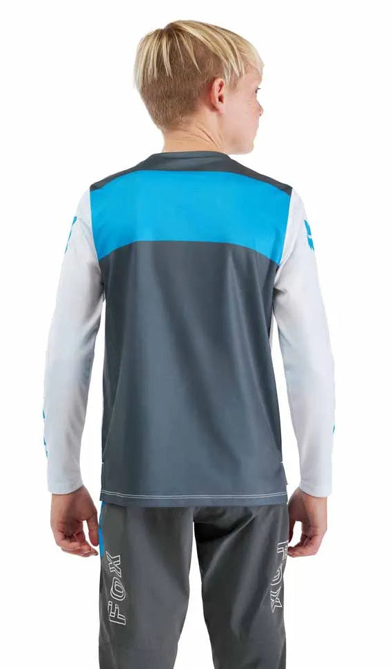 Fox Youth Ranger Long Sleeve Jersey Digi Imag White BACK FACING MODEL