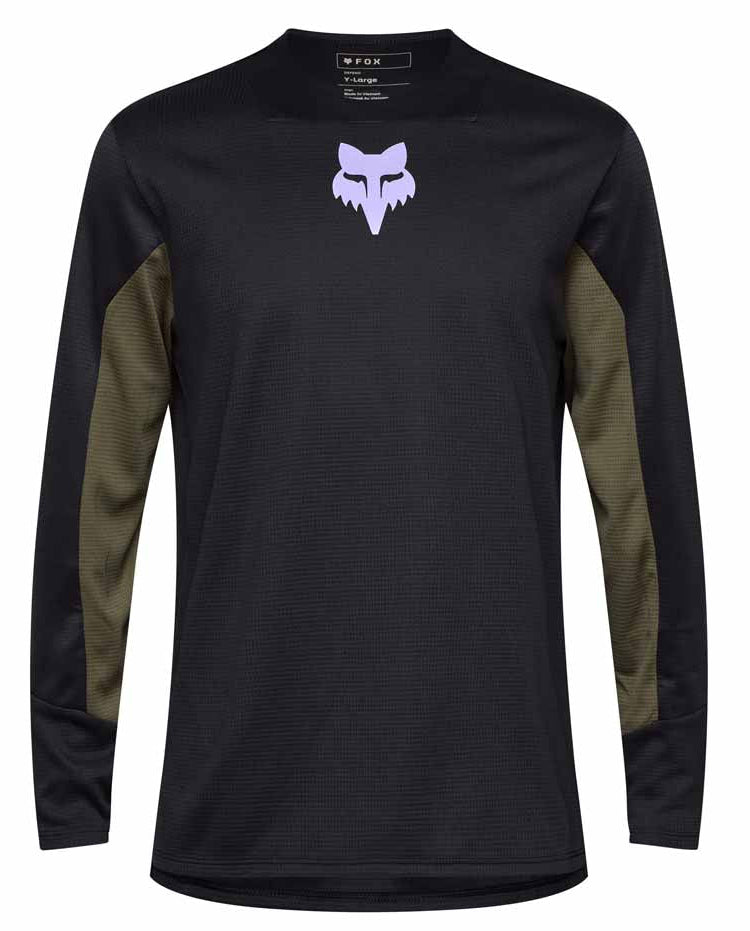 Fox Youth Defend Long Sleeve Jersey Park Black FRONT