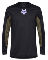 Fox Youth Defend Long Sleeve Jersey Park Black FRONT