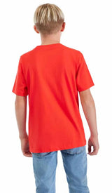 Fox Youth X Honda Short Sleeve Red T-Shirt BACK FACING MODEL