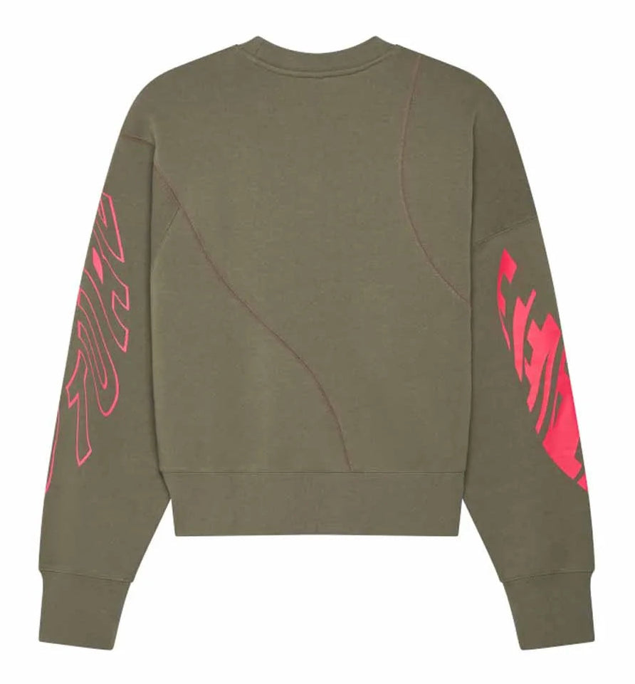 Fox W Elevated Oversized Fleece Crew Adobe BACK 