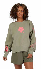 Fox W Elevated Oversized Fleece Crew Adobe FRONT FACING MODEL 