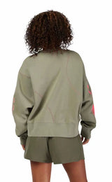 Fox W Elevated Oversized Fleece Crew Adobe BACK FACING MODEL 