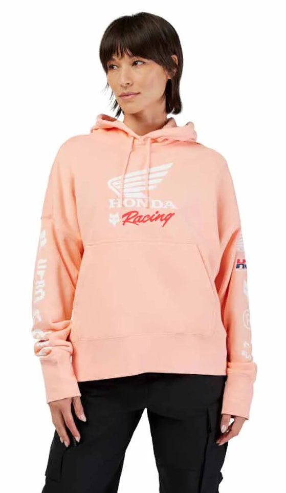 Fox Womens x Honda OV PO Fleece Pullover Pink FRONT FACING MODEL