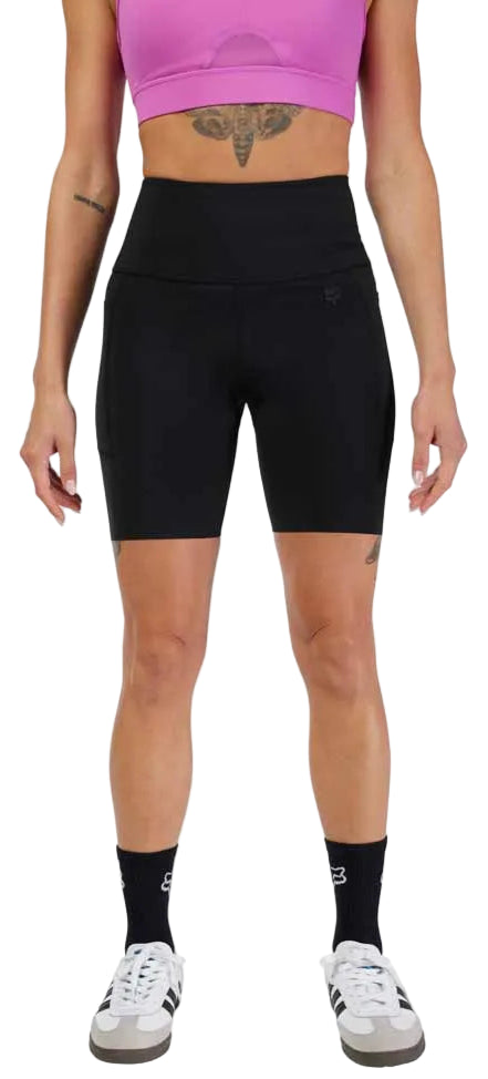Fox Motive Women's Biker Shorts Black FRONT FACING MODEL