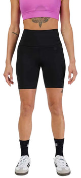 Fox Motive Women's Biker Shorts Black FRONT FACING MODEL