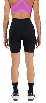 Fox Motive Women's Biker Shorts Black BACK FACING MODEL