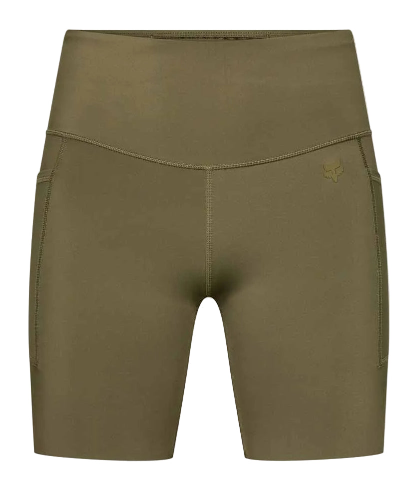 Fox Women's Motive Biker Shorts Olive Green FRONT 