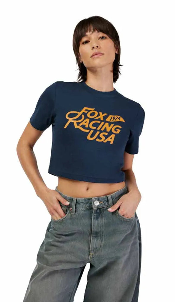 Fox USA Baby Tee Midnight Blue FRONT FACING MODEL 