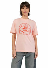 Fox Women's Never Stock SS Tee Pale Pink FRONT FACING MODEL
