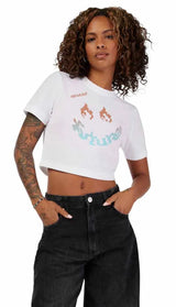 Fox Hello Fox Short Sleeve Baby Tee White FRONT FACING MODEL
